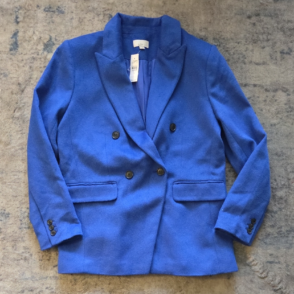 Women's Double-Breasted Blue Blazer Jacket